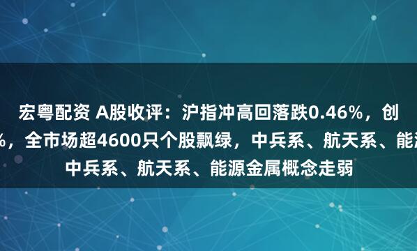 宏粤配资 A股收评：沪指冲高回落跌0.46%，创业板指跌1.08%，全市场超4600只个股飘绿，中兵系、航天系、能源金属概念走弱