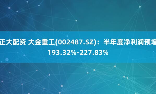 正大配资 大金重工(002487.SZ)：半年度净利润预增193.32%-227.83%