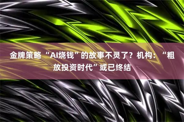 金牌策略 “AI烧钱”的故事不灵了？机构：“粗放投资时代”或已终结